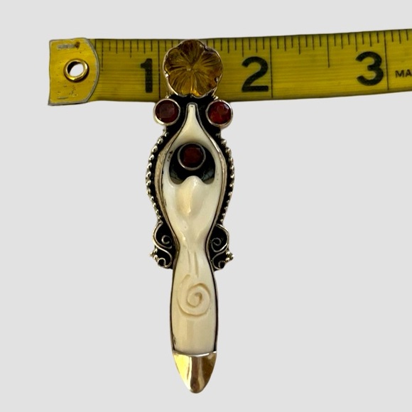 ‼️💥PRICE DROP ☄️Sterling 925 Goddess Pendant Rare Bone Garnets Citron crystals - Picture 9 of 10